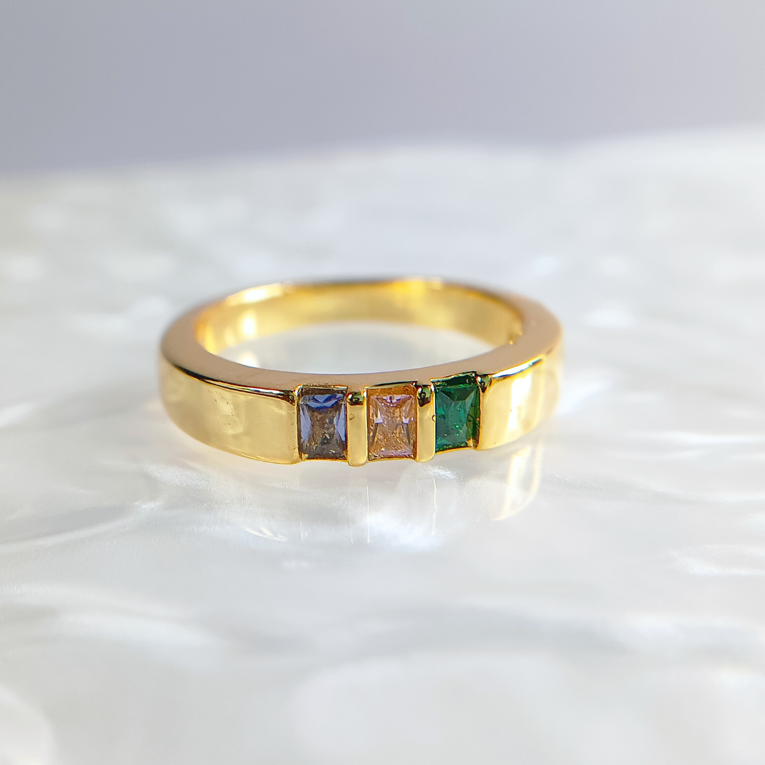 Baguette Family Birthstone Ring