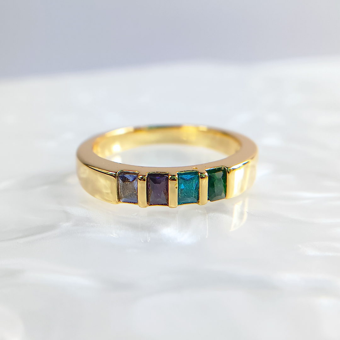 Baguette Family Birthstone Ring