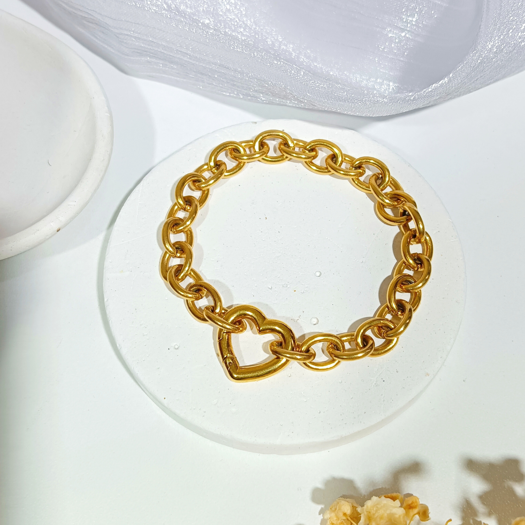 Chunky Heart Bracelet & Necklace Set