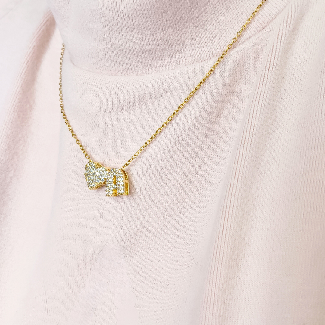 Bubble Heart & Letter Necklace