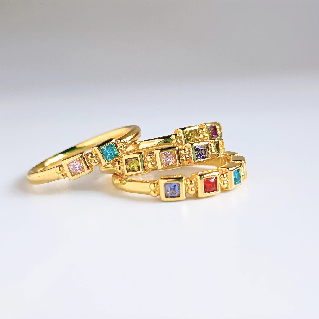 Princess Cut Birthstone Ring